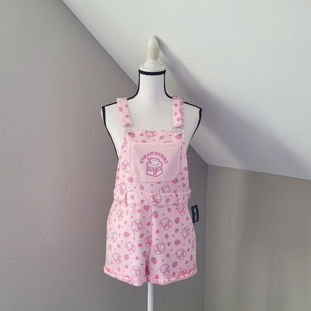 Hot Topic Sweet Society Strawberry Milk Shortalls